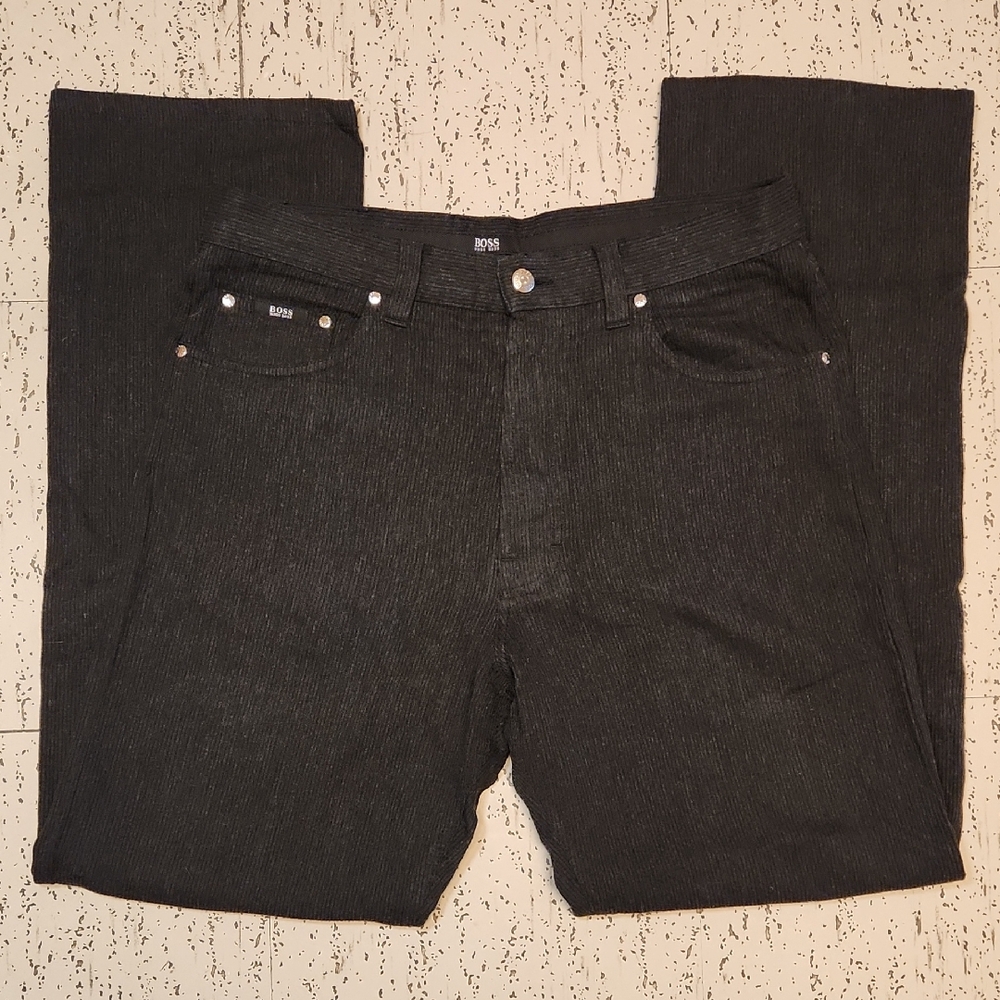 Hugo Boss Dark Grey Alabama Straight Leg Corduroy Style Pants Vintage 90s